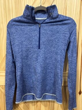 Under Armour Women's Blue Heather Quarter-Zip Long Sleeve Top